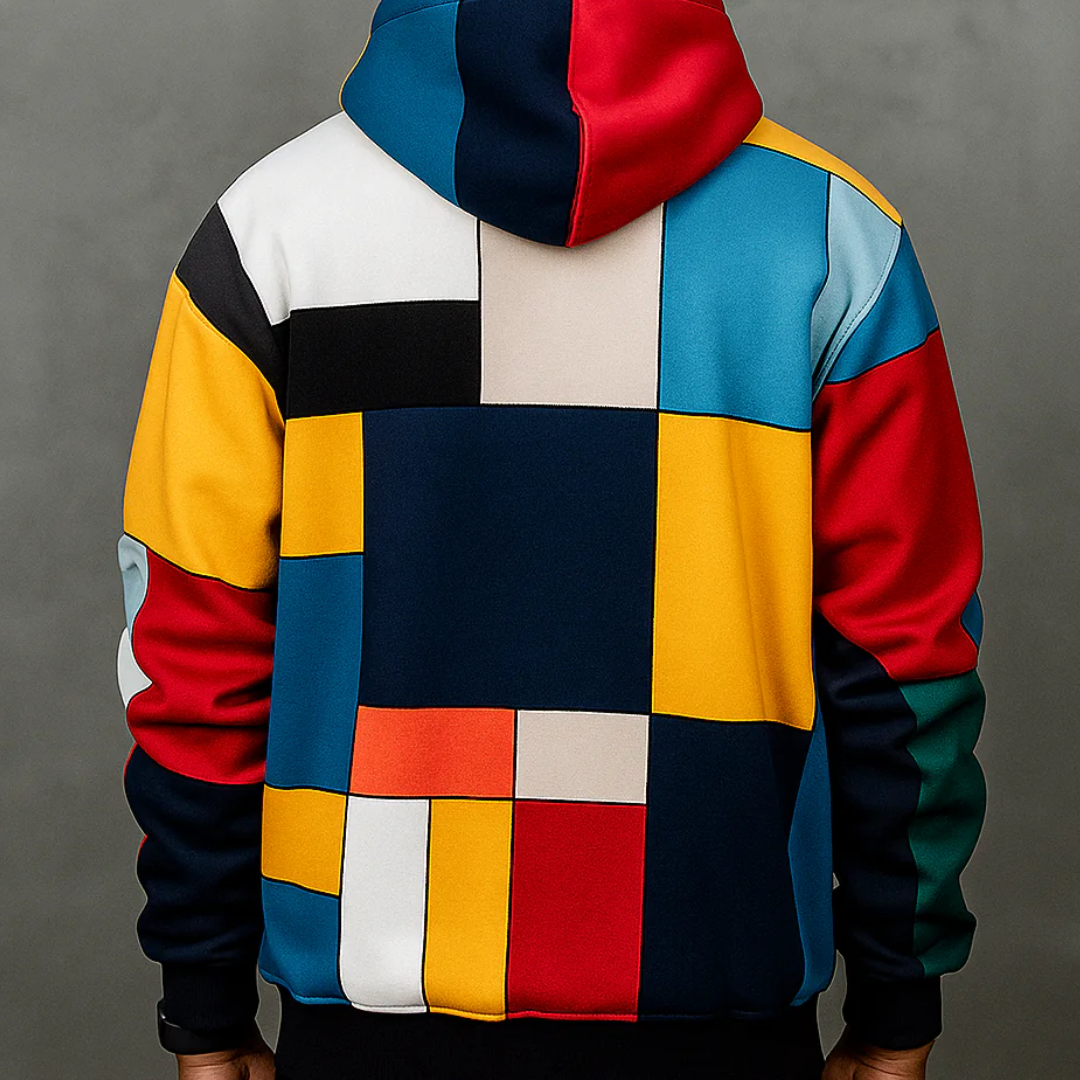 Y2K Men’s Oversized Hoodie – 3D Plaid Print Streetwear Sweatshirt