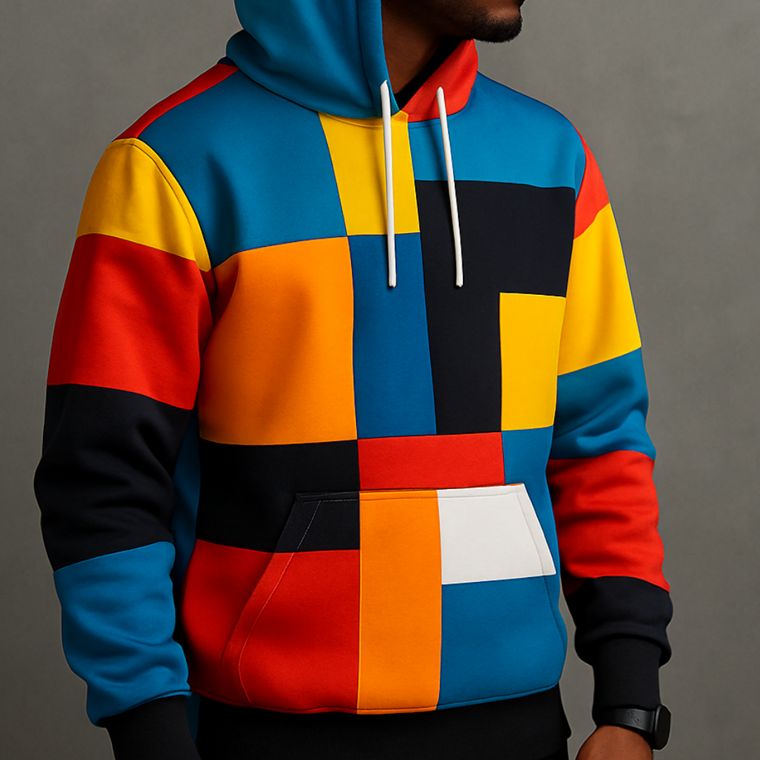 Y2K Men’s Oversized Hoodie – 3D Plaid Print Streetwear Sweatshirt