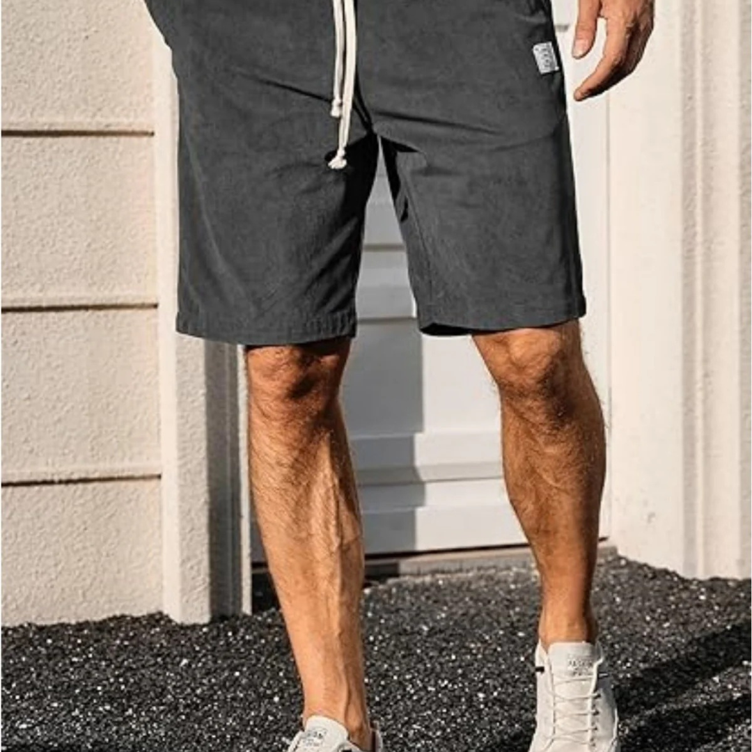 2025 Summer Men’s Corduroy Sports Shorts – Solid Colour Casual Loose-Fit Basketball Style