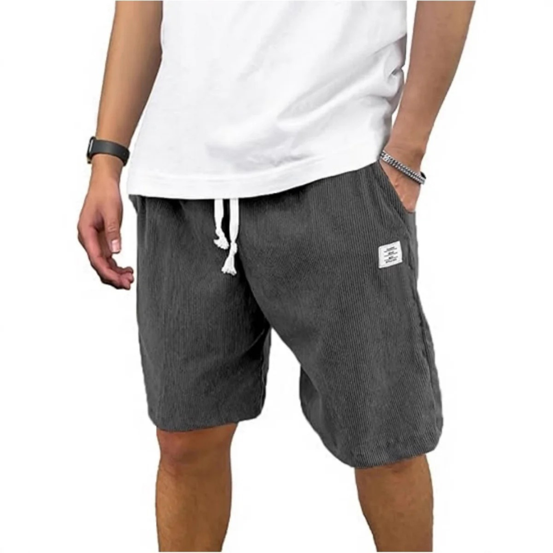 2025 Summer Men’s Corduroy Sports Shorts – Solid Colour Casual Loose-Fit Basketball Style