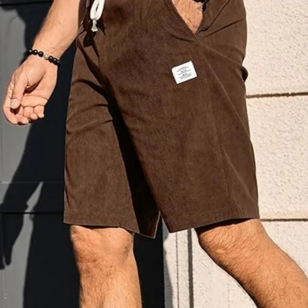 2025 Summer Men’s Corduroy Sports Shorts – Solid Colour Casual Loose-Fit Basketball Style