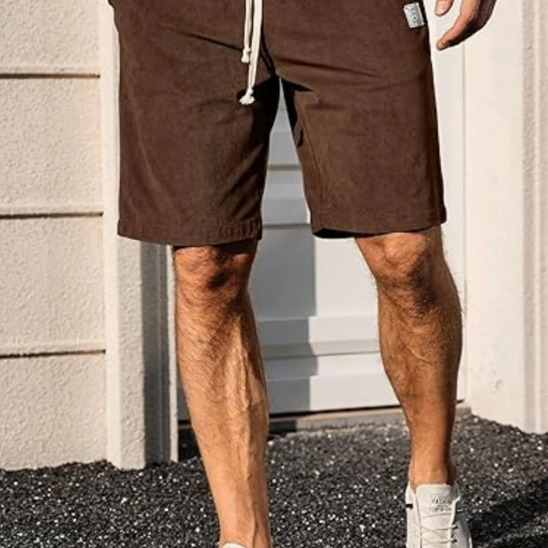 2025 Summer Men’s Corduroy Sports Shorts – Solid Colour Casual Loose-Fit Basketball Style