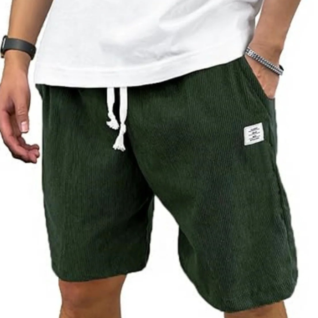 2025 Summer Men’s Corduroy Sports Shorts – Solid Colour Casual Loose-Fit Basketball Style