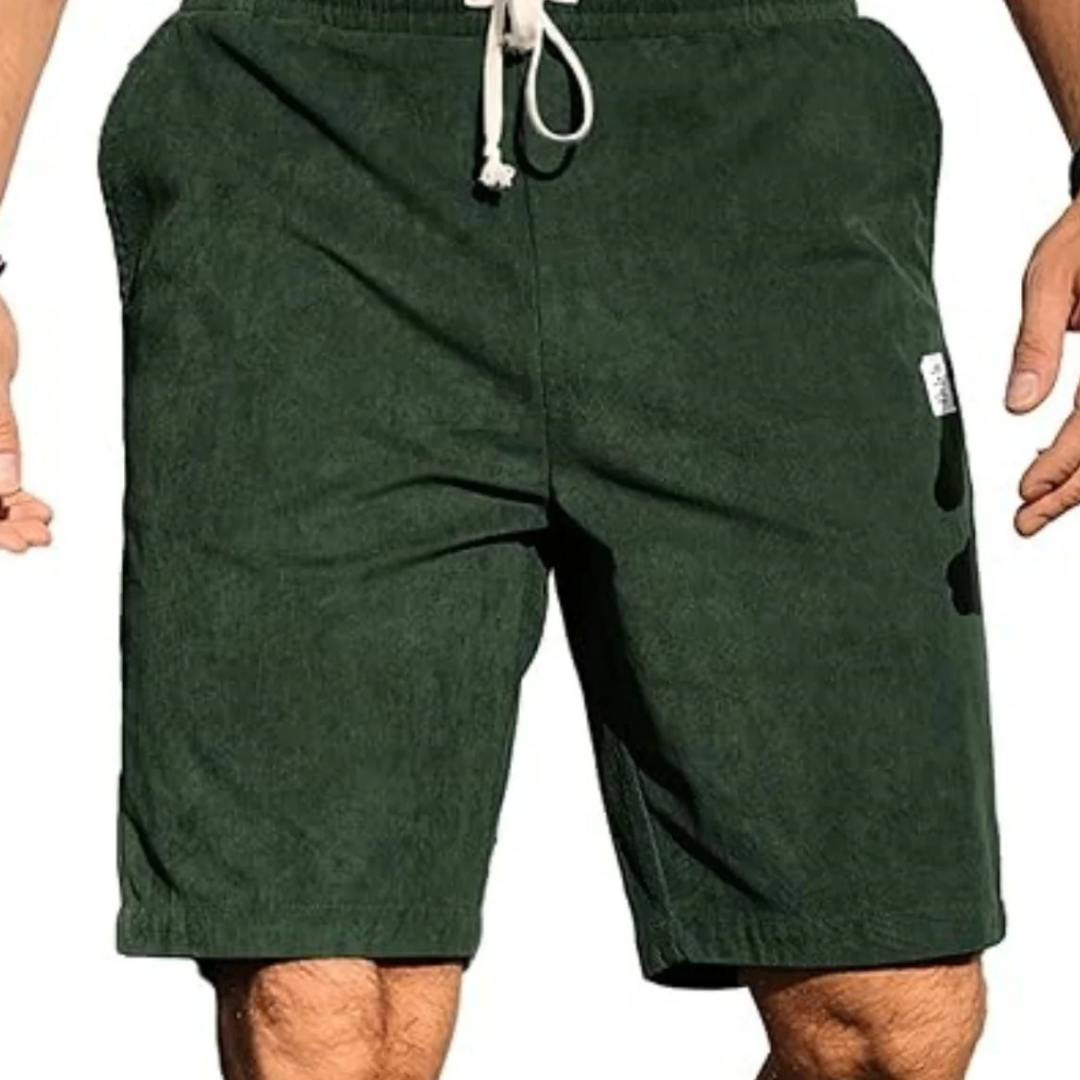 2025 Summer Men’s Corduroy Sports Shorts – Solid Colour Casual Loose-Fit Basketball Style