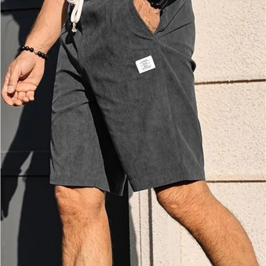 2025 Summer Men’s Corduroy Sports Shorts – Solid Colour Casual Loose-Fit Basketball Style