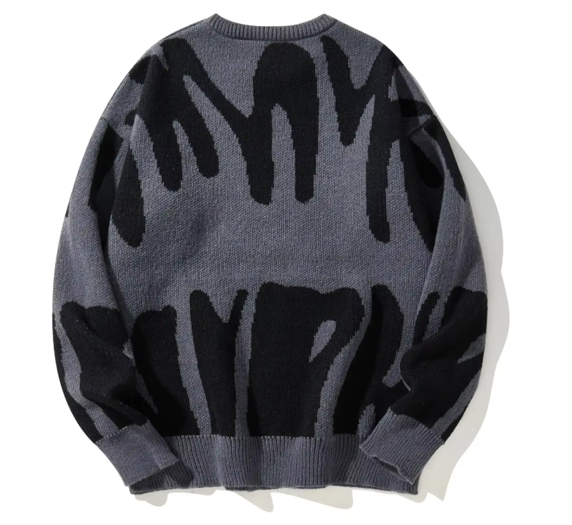 New Autumn Winter Men's Irregular Jacquard Pattern Pullover – Casual Round Neck Contrast Colour Knitted Sweater