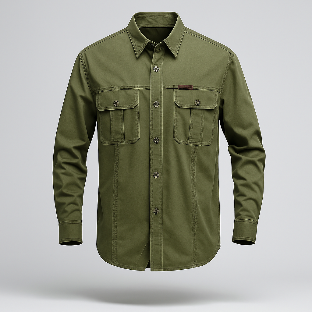 Men’s Cargo Shirt – Long Sleeve Cotton Military Overshirt