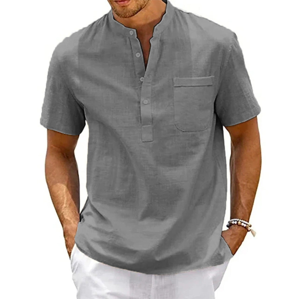 Men’s Cotton-Linen Henley Shirt