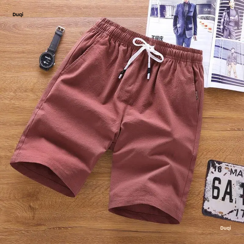 Men’s Cotton Linen Shorts – Summer Loose Fit Straight-Leg Casual Beachwear