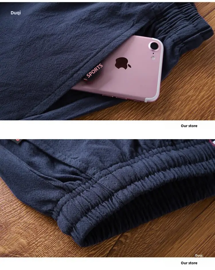 Men’s Cotton Linen Shorts – Summer Loose Fit Straight-Leg Casual Beachwear