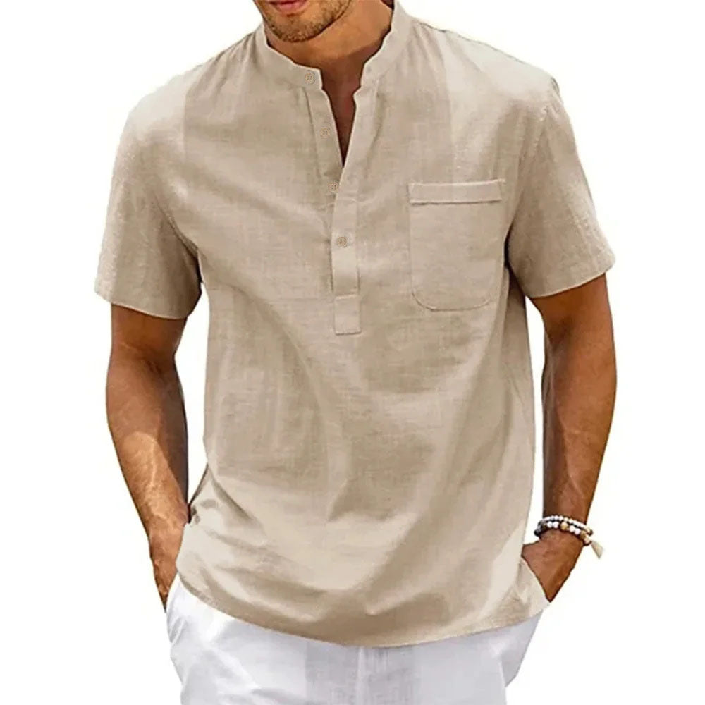 Men’s Cotton-Linen Henley Shirt
