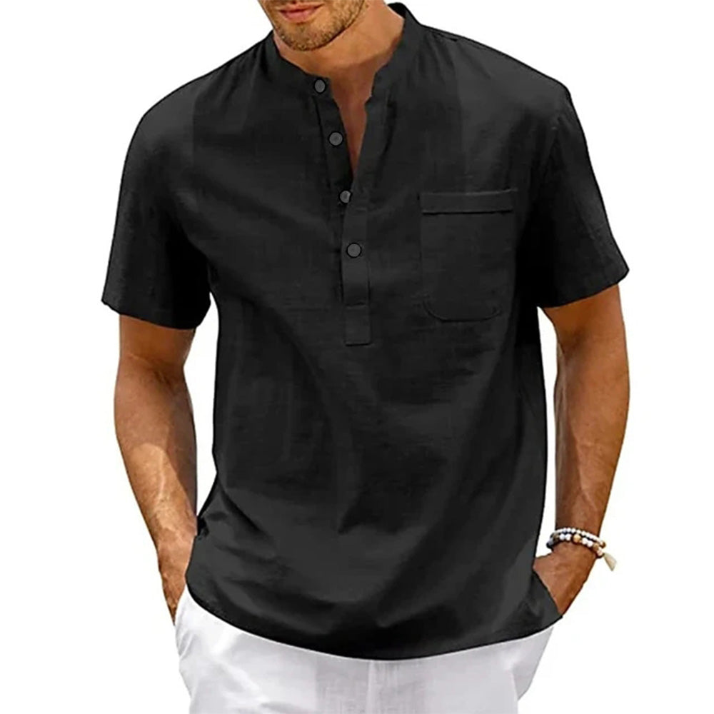 Men’s Cotton-Linen Henley Shirt