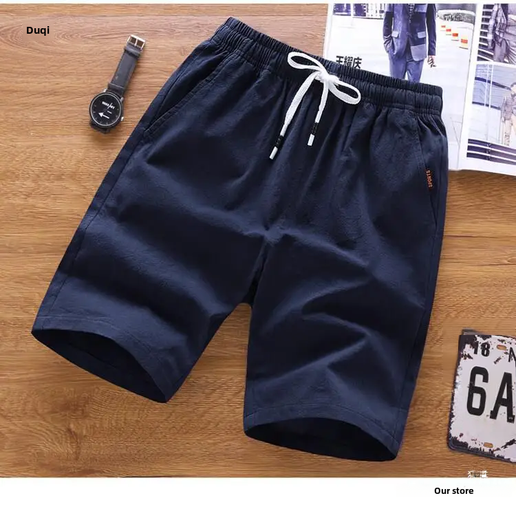 Men’s Cotton Linen Shorts – Summer Loose Fit Straight-Leg Casual Beachwear