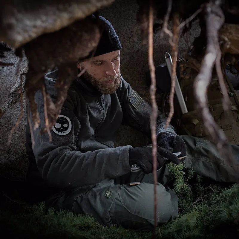 Men's Tactical Fleece Jackets Work Coats Hooded Safari Coats Outdoor Warm Camping Climbing Fishing Hiking Trekking Windbreaker